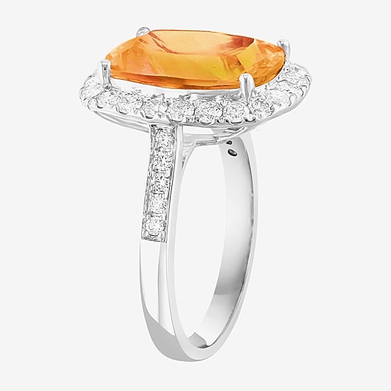 Effy Final Call Womens Genuine Yellow Citrine Sterling Silver Cushion Halo Side Stone Cocktail Ring
