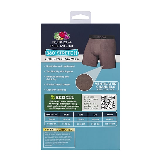 Fruit of the Loom 360 Stretch Cooling Channels Mens 4 Pack Boxer Briefs Sta4bb1j