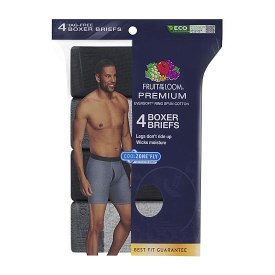 Fruit of the Loom Cool Zone Fly Mens 4 Pack Boxer Briefs Jc4bl7c