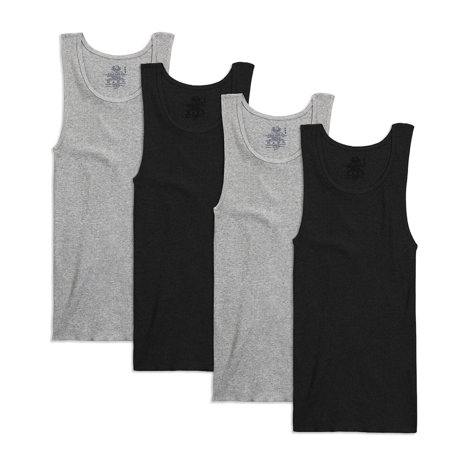 Fruit of the Loom Premium Cotton Mens Round Neck Sleeveless 4 Pack Tank