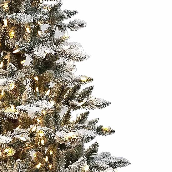 Kurt Adler Warm White Led Snow 6 Foot Pre-Lit Flocked Pine Christmas Tree