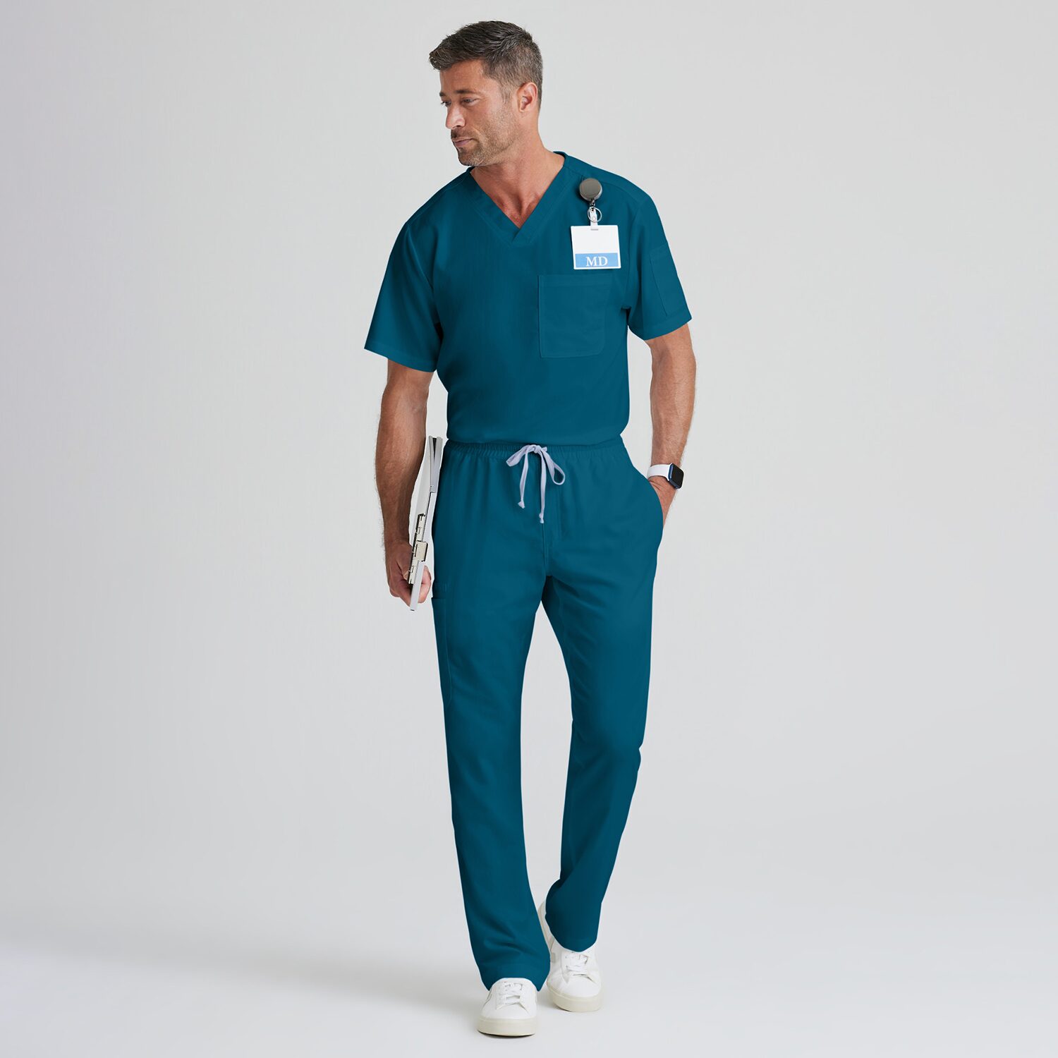 Grey's Anatomy™ by Barco Classic Grt091 Evan 2-Pocket Mens Big and Tall V Neck Short Sleeve Moisture Wicking Scrub Top