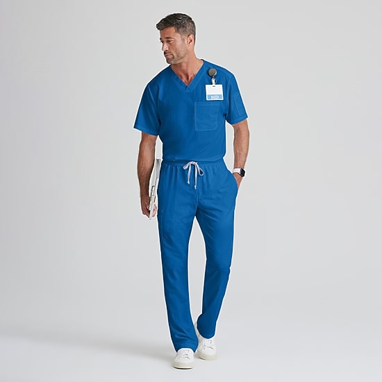 Grey's Anatomy™ by Barco Classic Grt091 Evan 2-Pocket Mens Big and Tall V Neck Short Sleeve Moisture Wicking Scrub Top