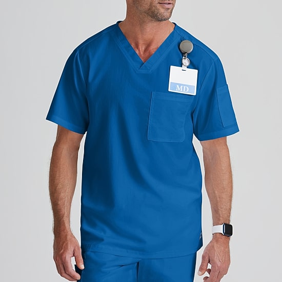 Grey's Anatomy™ by Barco Classic Grt091 Evan 2-Pocket Mens Big and Tall V Neck Short Sleeve Moisture Wicking Scrub Top