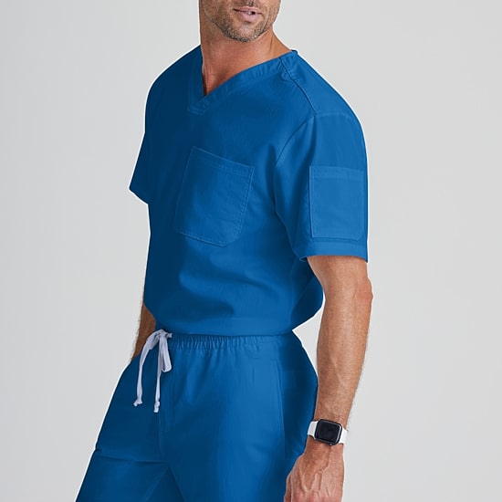 Grey's Anatomy™ by Barco Classic Grt091 Evan 2-Pocket Mens Big and Tall V Neck Short Sleeve Moisture Wicking Scrub Top