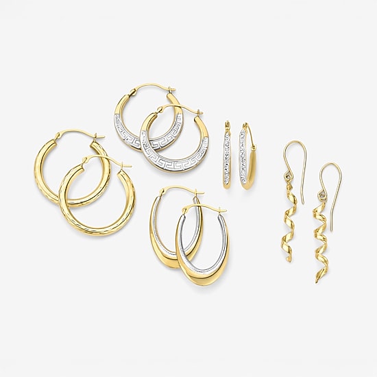 Womens 10K Two Tone Gold 25mm Round Hoop Earrings