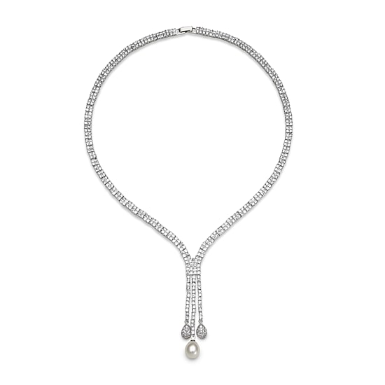 Cultured Freshwater Pearl and Cubic Zirconia Bridal Necklace