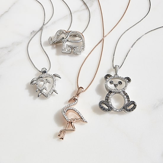 1/10 CT. T.W. Diamond  Elephant Pendant Necklace in Sterling Silver