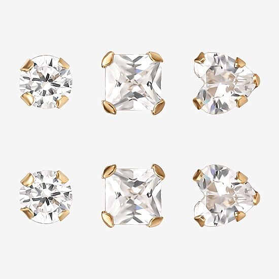 Childs 14K Gold Cubic Zirconia Stud Earring Set
