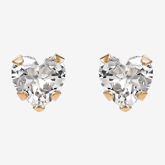 Girls Cubic Zirconia Heart Stud Earrings