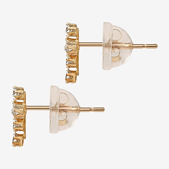 Cubic Zirconia 14K Gold 7.3mm Cross Stud Earrings