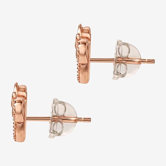 Disney Collection Cubic Zirconia 14K Gold Over Silver 8.9mm Minnie Mouse Stud Earrings