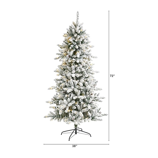 Nearly Natural 6 Foot Flocked Fir Christmas Tree