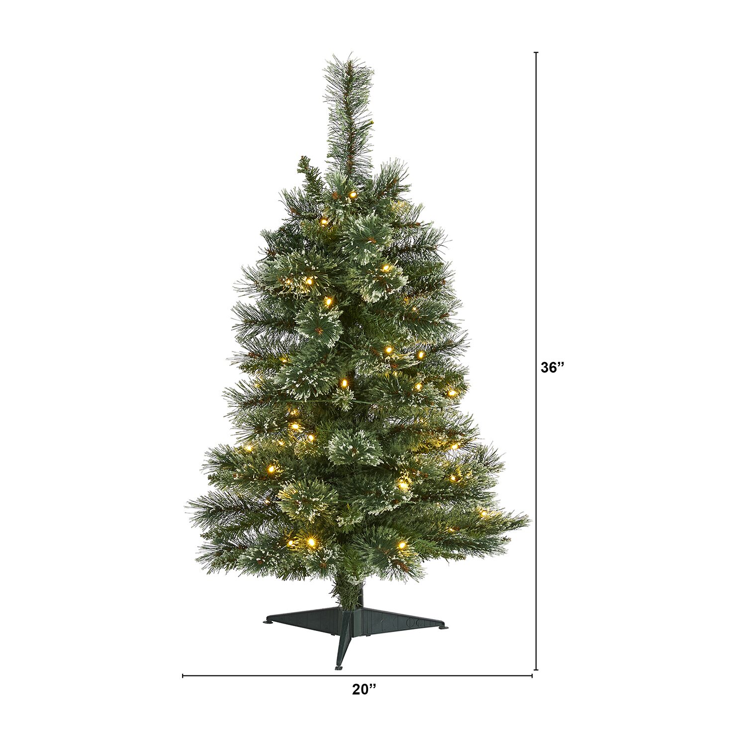 Nearly Natural 3 Foot Flocked Pine Pre-Lit Christmas Tree