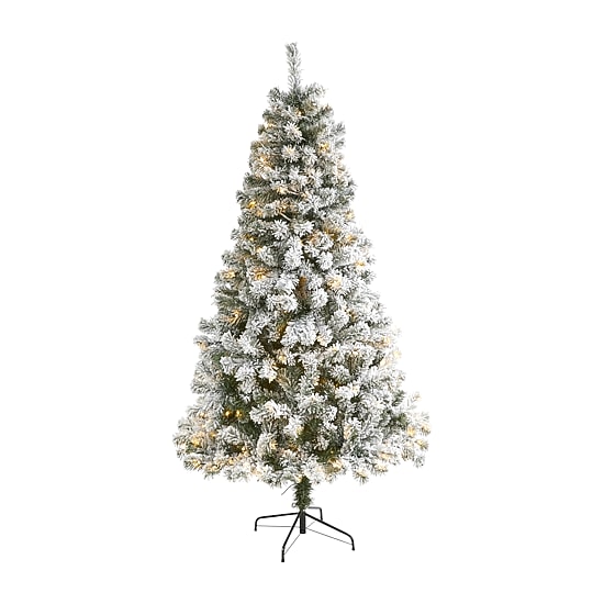 Nearly Natural 6 Foot Flocked Fir Christmas Tree