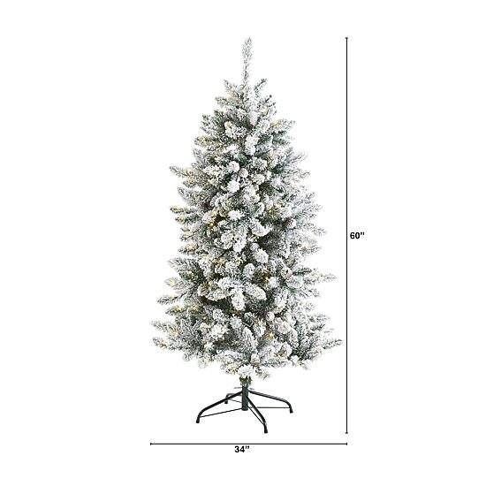 Nearly Natural 5 Foot Flocked Fir Christmas Tree