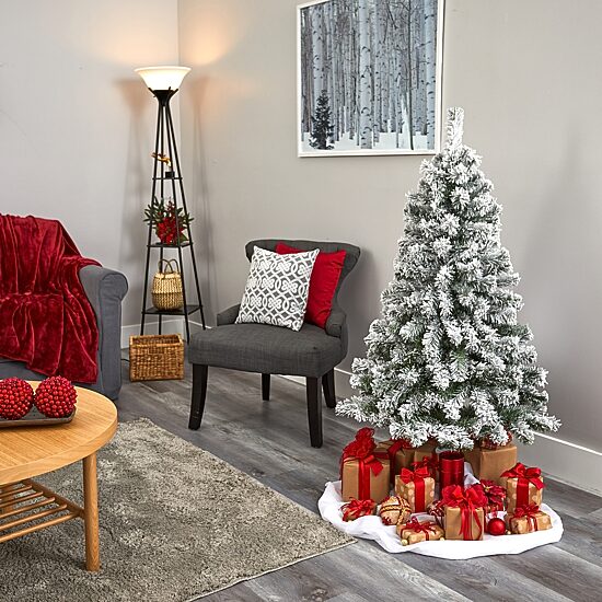 Nearly Natural 4 Foot Flocked Fir Christmas Tree