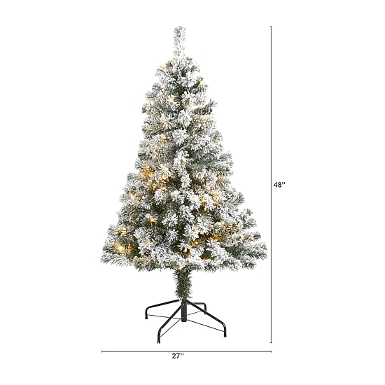 Nearly Natural 4 Foot Flocked Fir Christmas Tree