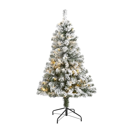 Nearly Natural 4 Foot Flocked Fir Christmas Tree