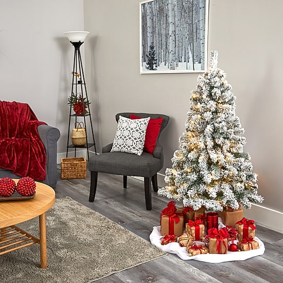 Nearly Natural 4 Foot Flocked Fir Christmas Tree