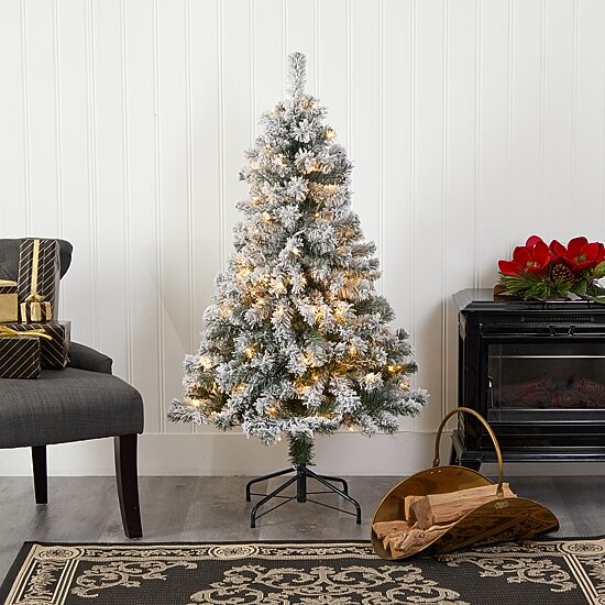 Nearly Natural 4 Foot Flocked Fir Christmas Tree