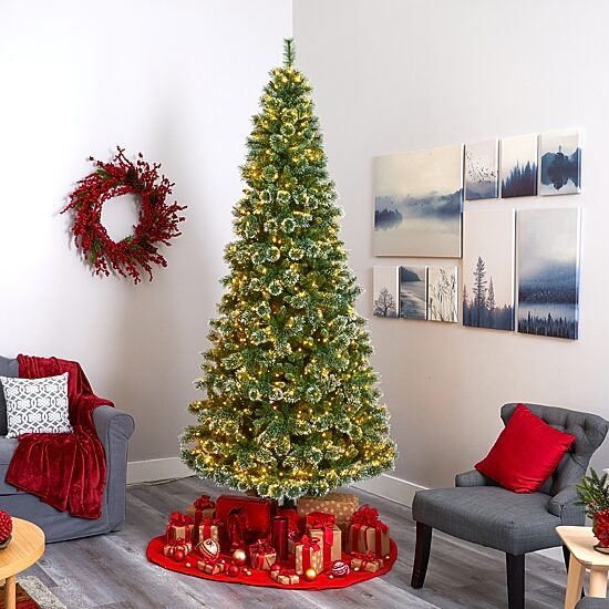Nearly Natural 9 Foot Pre-Lit Pine Christmas Tree