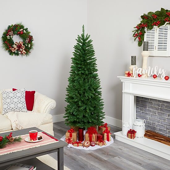 Nearly Natural 6 Foot Pre-Lit Pine Christmas Tree