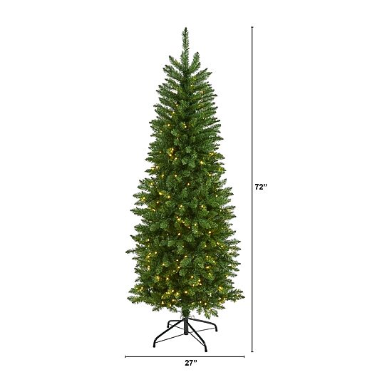 Nearly Natural 6 Foot Pre-Lit Pine Christmas Tree