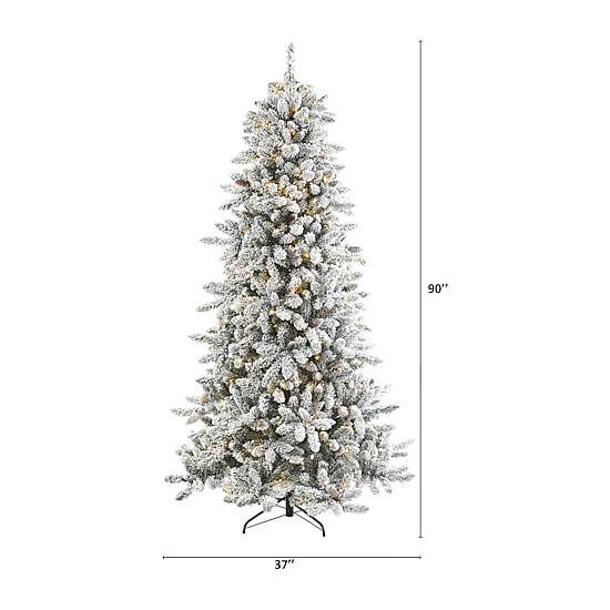 Nearly Natural 7 1/2 Foot Flocked Fir Christmas Tree