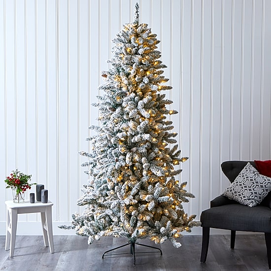 Nearly Natural 7 1/2 Foot Flocked Fir Christmas Tree