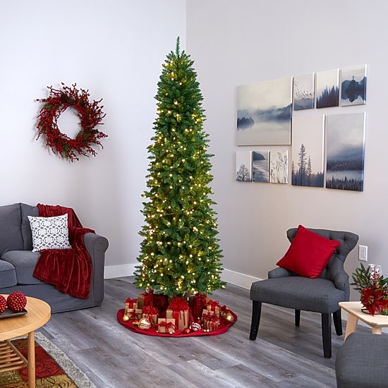 Nearly Natural 8 Foot Pre-Lit Pine Christmas Tree