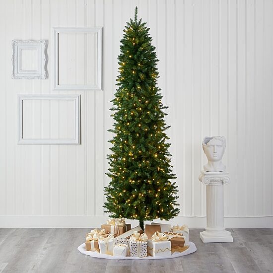 Nearly Natural 8 Foot Pre-Lit Pine Christmas Tree
