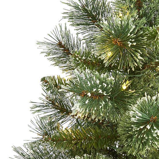 Nearly Natural 4 Foot Flocked Pine Pre-Lit Christmas Tree