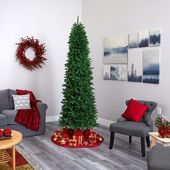 Nearly Natural 7 Foot Pre-Lit Pine Christmas Tree