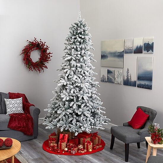 Nearly Natural 9 Foot Flocked Fir Christmas Tree