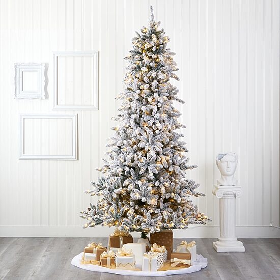 Nearly Natural 9 Foot Flocked Fir Christmas Tree