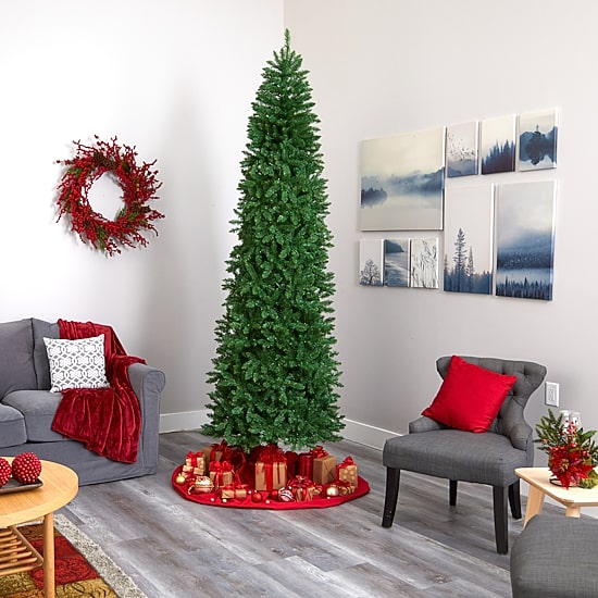 Nearly Natural 9 Foot Pre-Lit Pine Christmas Tree