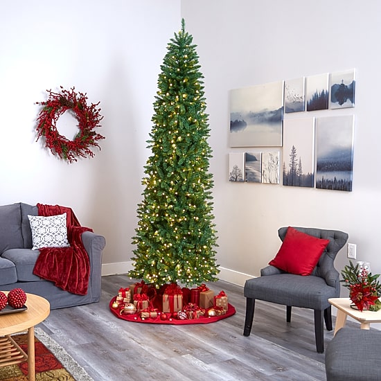 Nearly Natural 9 Foot Pre-Lit Pine Christmas Tree
