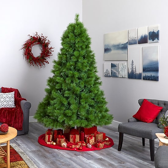 Nearly Natural 8 Foot Pre-Lit Pine Christmas Tree