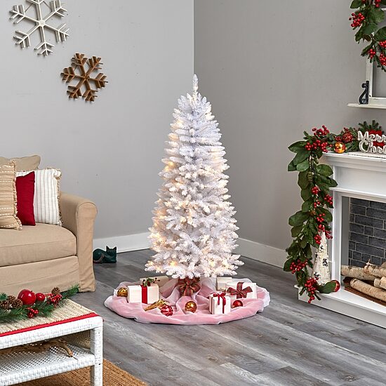 Nearly Natural 5 Foot Pre-Lit Fir Christmas Tree