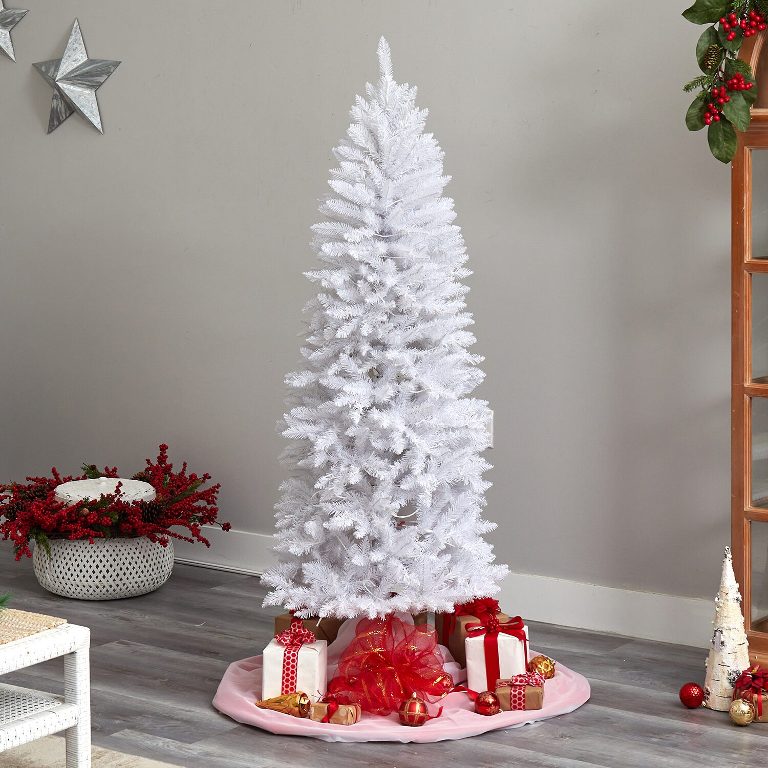 Nearly Natural 6 Foot Pre-Lit Fir Christmas Tree