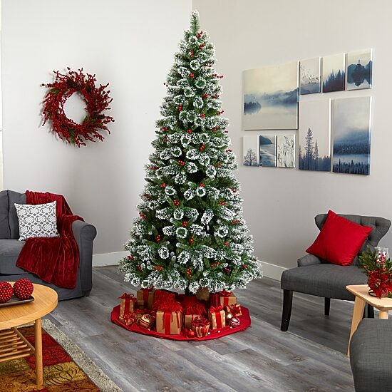Nearly Natural 8 Foot Pre-Lit Pine Christmas Tree
