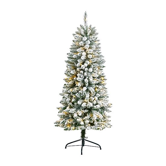 Nearly Natural 5 Foot Flocked Fir Christmas Tree