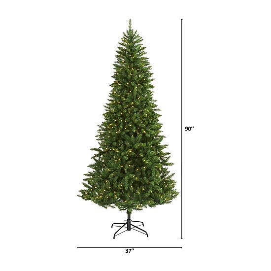Nearly Natural 7 1/2 Foot Pre-Lit Fir Christmas Tree