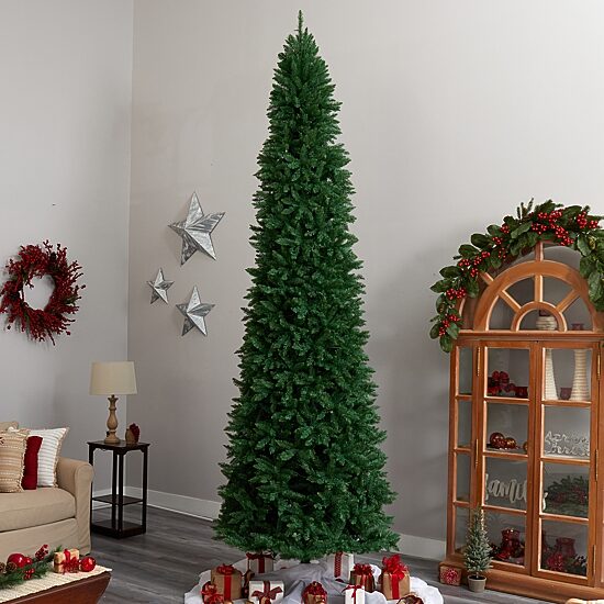 Nearly Natural 12 Foot Pre-Lit Pine Christmas Tree