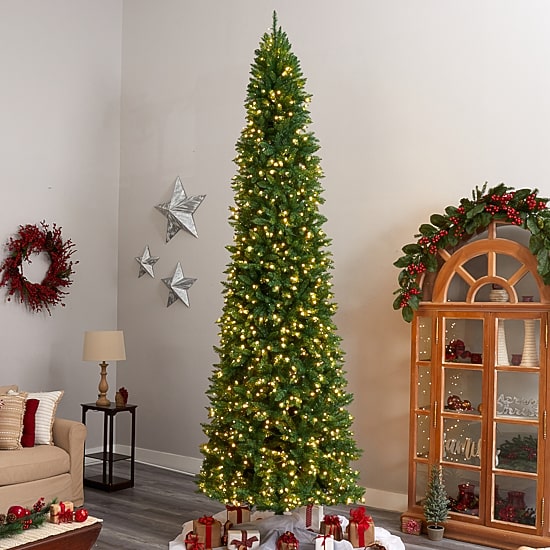 Nearly Natural 12 Foot Pre-Lit Pine Christmas Tree