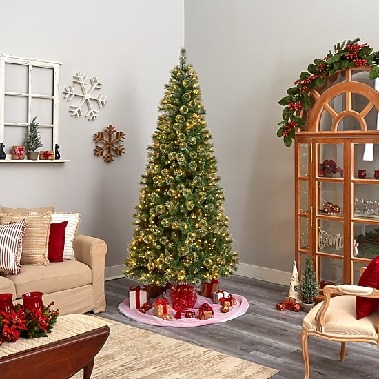 Nearly Natural 8 Foot Pre-Lit Pine Christmas Tree