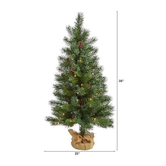 Nearly Natural 3 Foot Pre-Lit Fir Christmas Tree