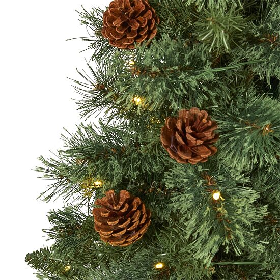 Nearly Natural 3 Foot Pre-Lit Pine Christmas Tree
