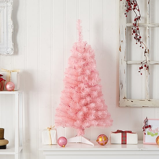 Nearly Natural 3 Foot Pre-Lit Pine Christmas Tree